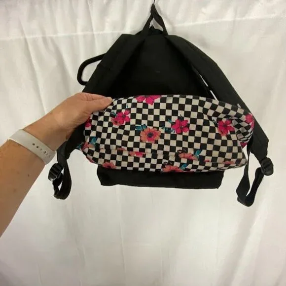 Vans Off the‎ wall Black White Checkered Hibiscus flower Print BackPack. - Picture 8 of 11